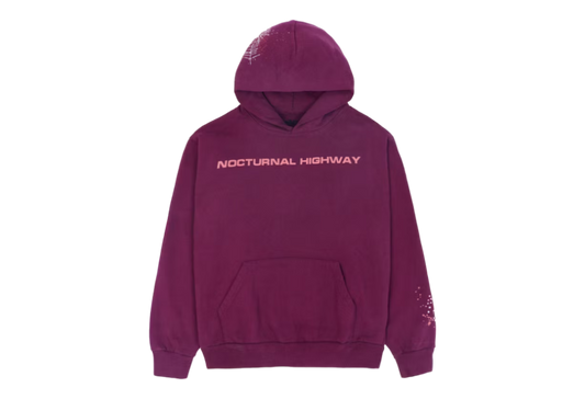 Sp5der Nocturnal Highway Hoodie Dark Purple